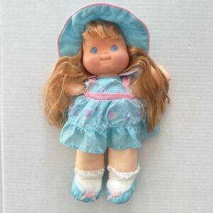 1992 Fisher Price Puffalump Kids Doll Nylon Long Hair Rubber Face Blue Eyes